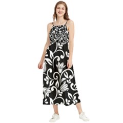 Black And White Bluebells Boho Sleeveless Summer Dress by Tizzee