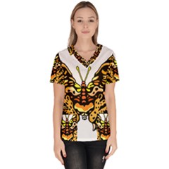 Bigcat Butterfly Women s V-neck Scrub Top by IIPhotographyAndDesigns