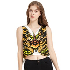 Bigcat Butterfly V-neck Cropped Tank Top