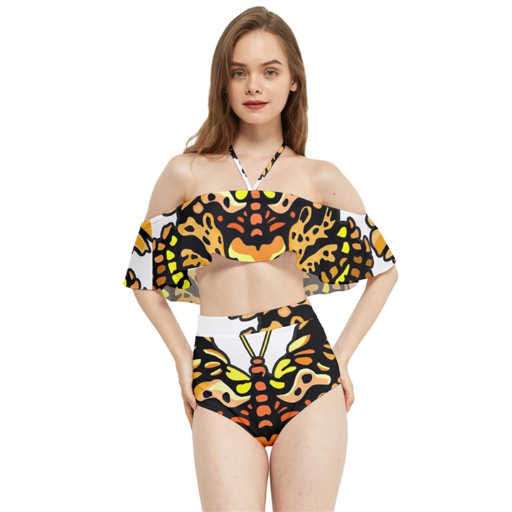 Bigcat Butterfly Halter Flowy Bikini Set 