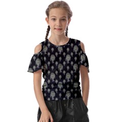 Funny Monsters Motif Drawing Pattern Kids  Butterfly Cutout Tee