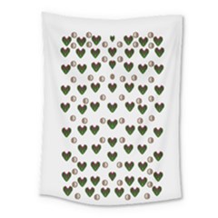 Hearts And Pearls For Love And Plants For Peace Medium Tapestry by pepitasart