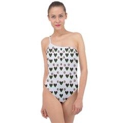 Hearts And Pearls For Love And Plants For Peace Classic One Shoulder Swimsuit by pepitasart