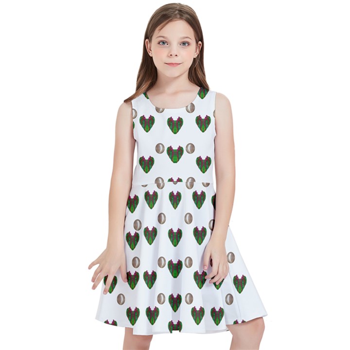 Hearts And Pearls For Love And Plants For Peace Kids  Skater Dress