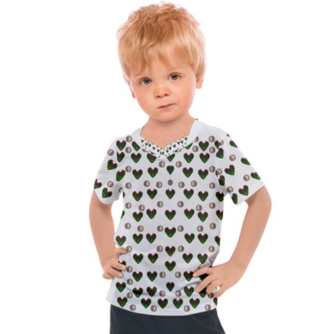 Hearts And Pearls For Love And Plants For Peace Kids  Sports Tee by pepitasart