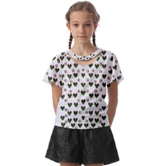 Hearts And Pearls For Love And Plants For Peace Kids  Front Cut Tee