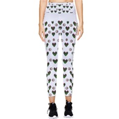 Hearts And Pearls For Love And Plants For Peace Pocket Leggings 