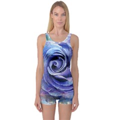 Watercolor-rose-flower-romantic One Piece Boyleg Swimsuit