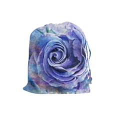 Watercolor-rose-flower-romantic Drawstring Pouch (large) by Sapixe