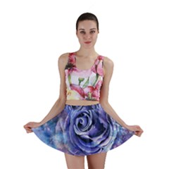 Watercolor-rose-flower-romantic Mini Skirt