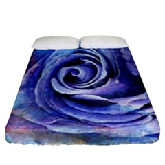 Watercolor-rose-flower-romantic Fitted Sheet (queen Size) by Sapixe