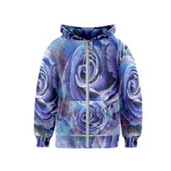 Watercolor-rose-flower-romantic Kids  Zipper Hoodie