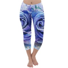 Watercolor-rose-flower-romantic Capri Winter Leggings 