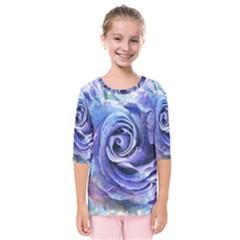 Watercolor-rose-flower-romantic Kids  Quarter Sleeve Raglan Tee