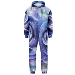 Watercolor-rose-flower-romantic Hooded Jumpsuit (Men) 