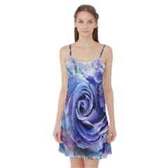 Watercolor-rose-flower-romantic Satin Night Slip