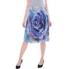 Watercolor-rose-flower-romantic Midi Beach Skirt