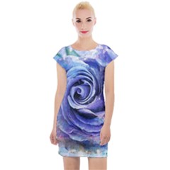 Watercolor-rose-flower-romantic Cap Sleeve Bodycon Dress