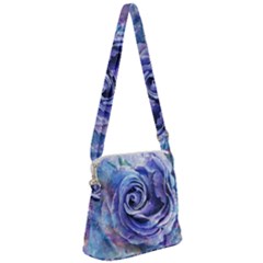 Watercolor-rose-flower-romantic Zipper Messenger Bag by Sapixe