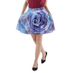 Watercolor-rose-flower-romantic A-Line Pocket Skirt