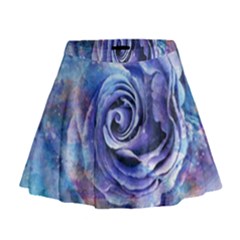 Watercolor-rose-flower-romantic Mini Flare Skirt