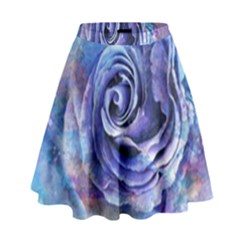 Watercolor-rose-flower-romantic High Waist Skirt