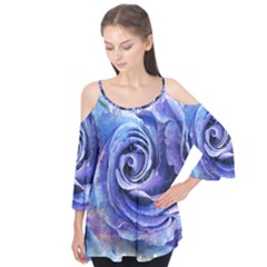 Watercolor-rose-flower-romantic Flutter Tees