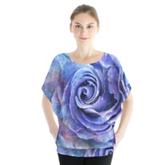 Watercolor-rose-flower-romantic Batwing Chiffon Blouse