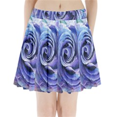 Watercolor-rose-flower-romantic Pleated Mini Skirt