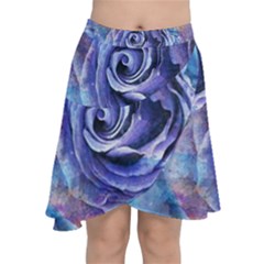 Watercolor-rose-flower-romantic Chiffon Wrap Front Skirt