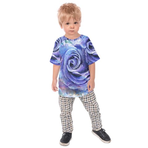 Watercolor-rose-flower-romantic Kids  Raglan Tee by Sapixe