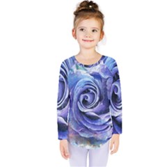 Watercolor-rose-flower-romantic Kids  Long Sleeve Tee