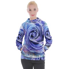 Watercolor-rose-flower-romantic Women s Hooded Pullover