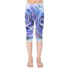 Watercolor-rose-flower-romantic Kids  Capri Leggings 