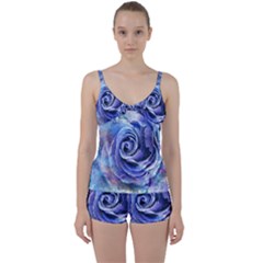 Watercolor-rose-flower-romantic Tie Front Two Piece Tankini