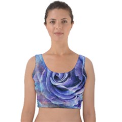 Watercolor-rose-flower-romantic Velvet Crop Top