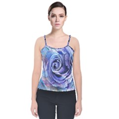 Watercolor-rose-flower-romantic Velvet Spaghetti Strap Top by Sapixe