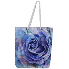 Watercolor-rose-flower-romantic Full Print Rope Handle Tote (large) by Sapixe