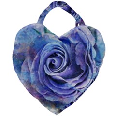 Watercolor-rose-flower-romantic Giant Heart Shaped Tote by Sapixe