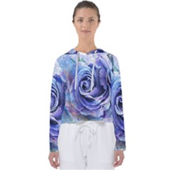 Watercolor-rose-flower-romantic Women s Slouchy Sweat