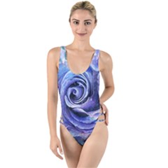 Watercolor-rose-flower-romantic High Leg Strappy Swimsuit