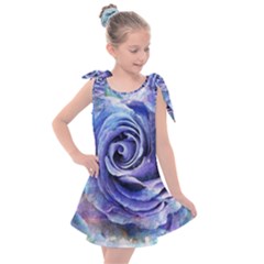 Watercolor-rose-flower-romantic Kids  Tie Up Tunic Dress by Sapixe