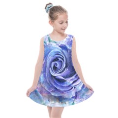 Watercolor-rose-flower-romantic Kids  Summer Dress