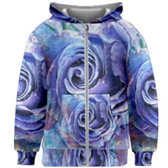 Watercolor-rose-flower-romantic Kids  Zipper Hoodie Without Drawstring