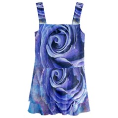 Watercolor-rose-flower-romantic Kids  Layered Skirt Swimsuit