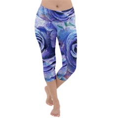 Watercolor-rose-flower-romantic Lightweight Velour Capri Yoga Leggings