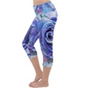 Watercolor-rose-flower-romantic Lightweight Velour Capri Yoga Leggings View2