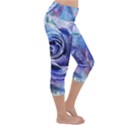 Watercolor-rose-flower-romantic Lightweight Velour Capri Yoga Leggings View3