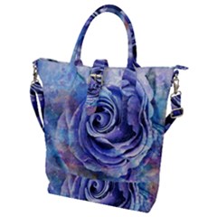 Watercolor-rose-flower-romantic Buckle Top Tote Bag by Sapixe