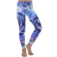 Watercolor-rose-flower-romantic Kids  Lightweight Velour Classic Yoga Leggings by Sapixe